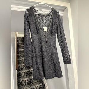 Free People black Lace Long Sleeve Dress NWT Size S